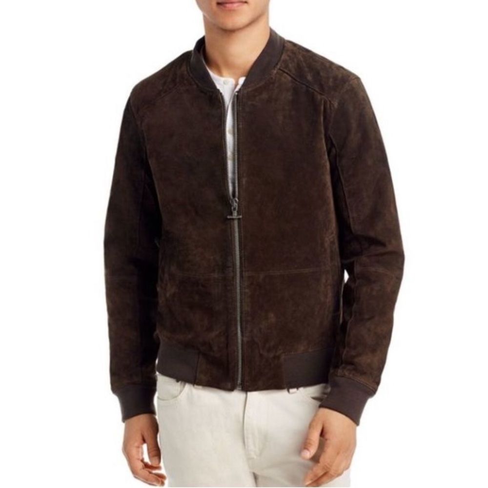BLANK NYC Mens Brown Suede Bomber Jacket L